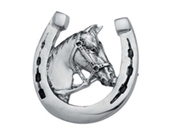 Ferradura de Cabeça de Cavalo Cromada Decorativa Prateadohispano Hipica