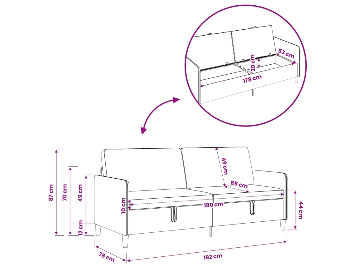 Conjunto de Sofá com Armazenamento 2 Pcs Cinzento acastanhado SYFAX