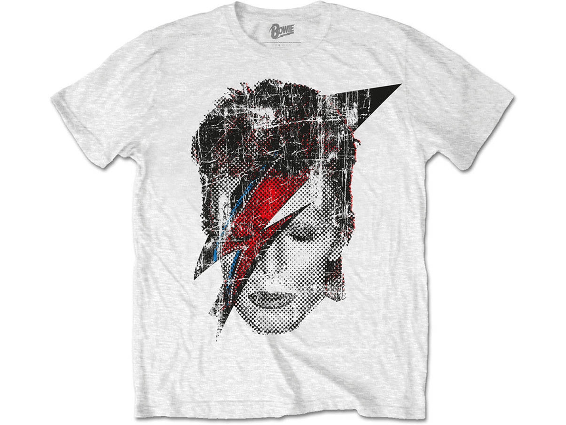 T-Shirt DAVID BOWIE Halftone Flash Face XL Branca