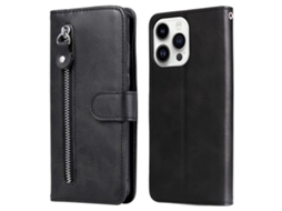 Capa Textura Gémeo Para Iphone 15 Pro Pele Sintética Anti-riscos Preto