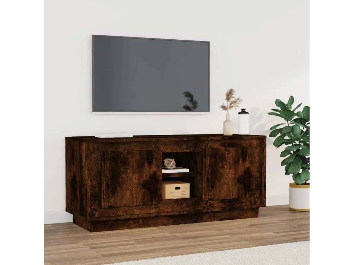 Vidaxl Móvel P/ Tv 102x35x45 Cm Madeira Processada Carvalho Fumado