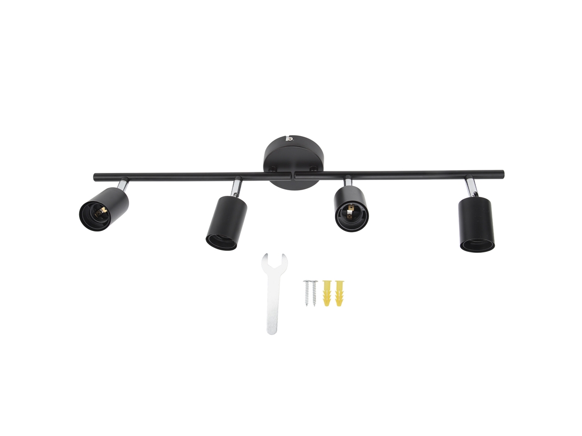 Luzes de Rastreamento de Teto Led 4 Luzes 60W Ângulo Ajustável Preto Mate 85 265V | S/MARCA