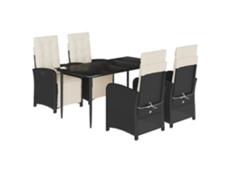 Conjunto de 5 Jantar para Jardim com Almofadões Vime Pe Preto MAISON EXCLUSIVE