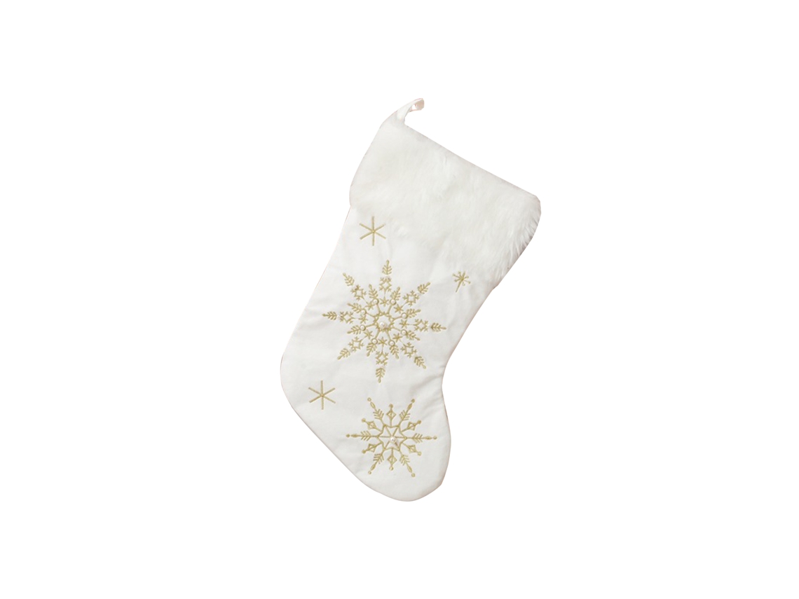 Meias de Natal Grandes, 46x26cm, Flocos de Neve Dourados, LAXISCREED