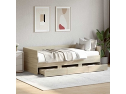 Vidaxl Sofá-cama Com Gavetas Sem Colchão 90x190 Cm Carvalho Sonoma