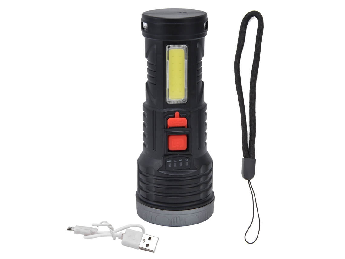 Lanterna Led Ultra Brilhante com Cob Sidelight Carregável Usb Portátil para Externo