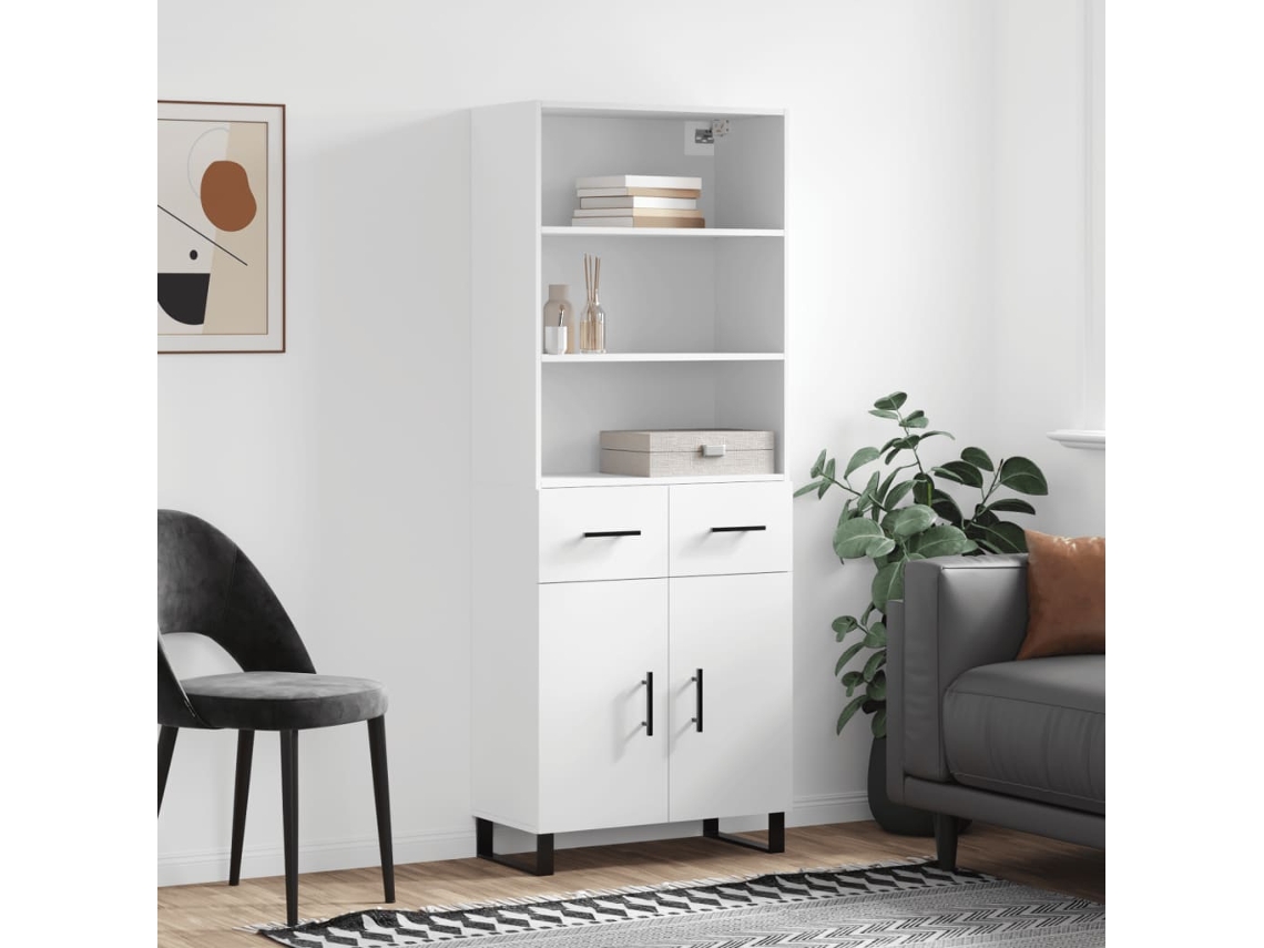 Vidaxl Armário Alto 69,5x34x180 Cm Derivados De Madeira Branco