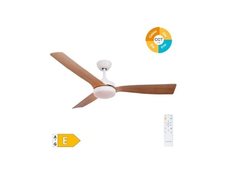 Ventilador De Teto Cefalú Com Luz Led Regulável E Controle Remoto Em Branco E Efeito Madeira Niaros (48w 3cct 1534lm)
