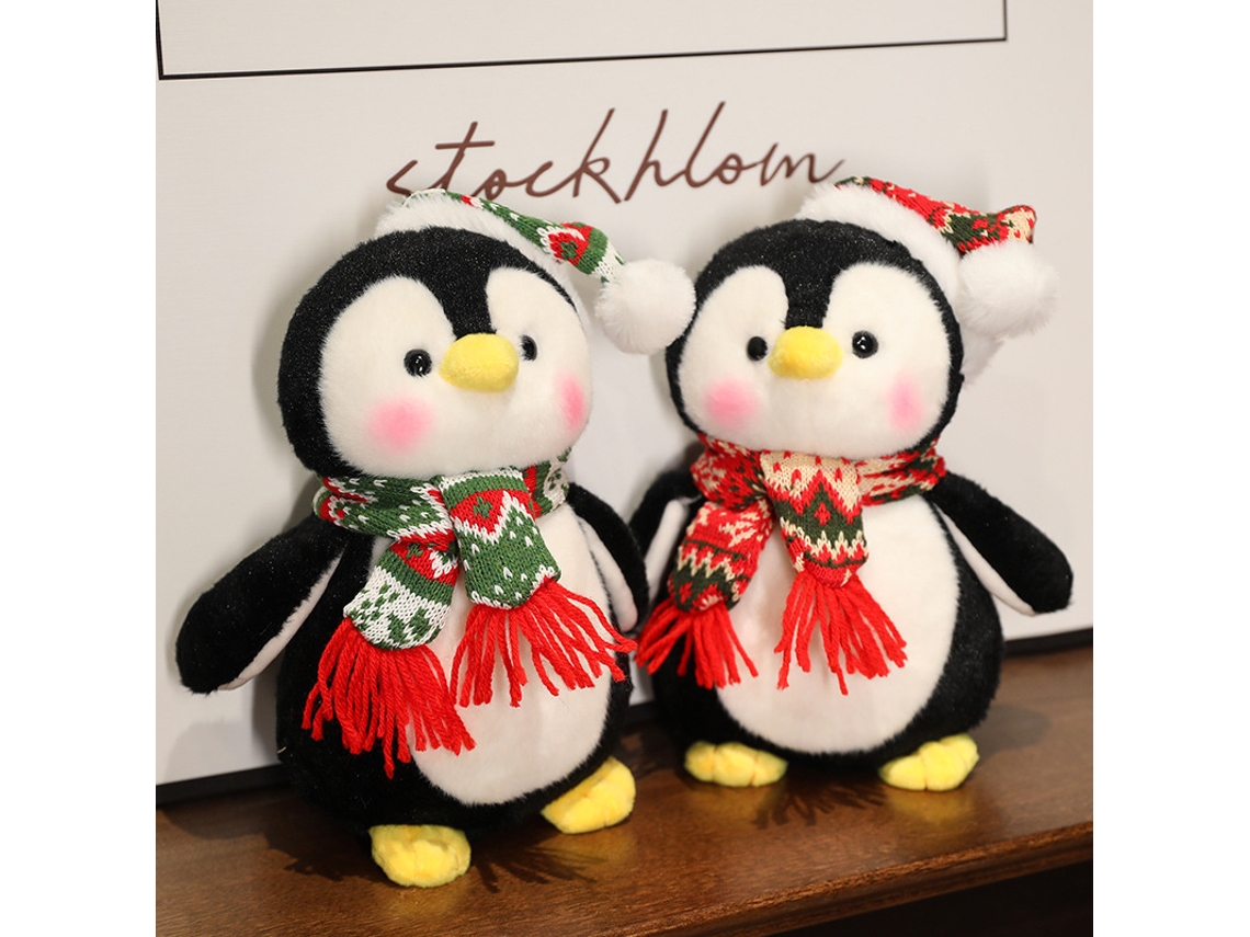 Lindo Pinguim De Pelúcia Para O Natal, Chapéu Natalino, Estatueta De Pinguim, Almofada, Cachecol Natalino Verde 25cm Yunzii (0,17cm)
