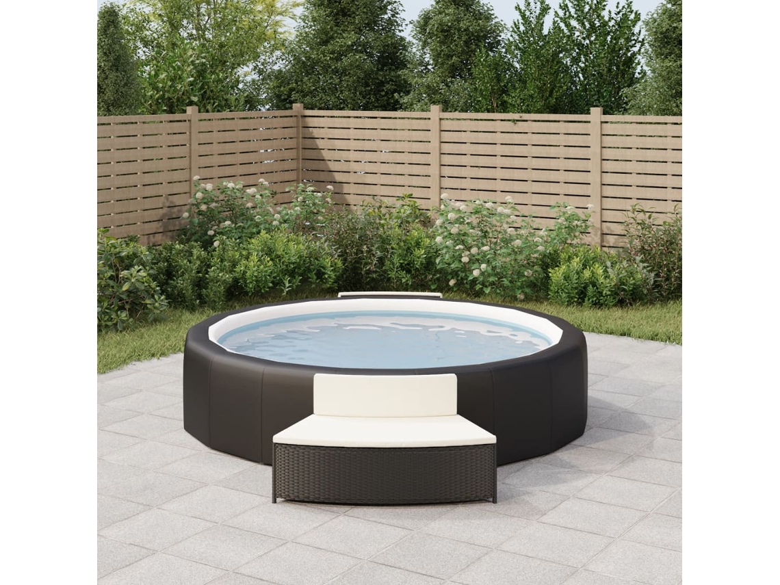 Vidaxl Bancos De Spa Com Almofadões 2 Pcs Vime Pe Preto