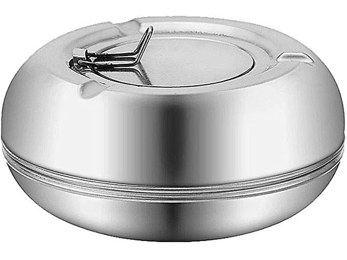 Plato de Ceniza Redondo de Acero Inoxidable Moderno Con Tapa Antiventoso Portátil Reutilizable para Uso Interior Y Exterior