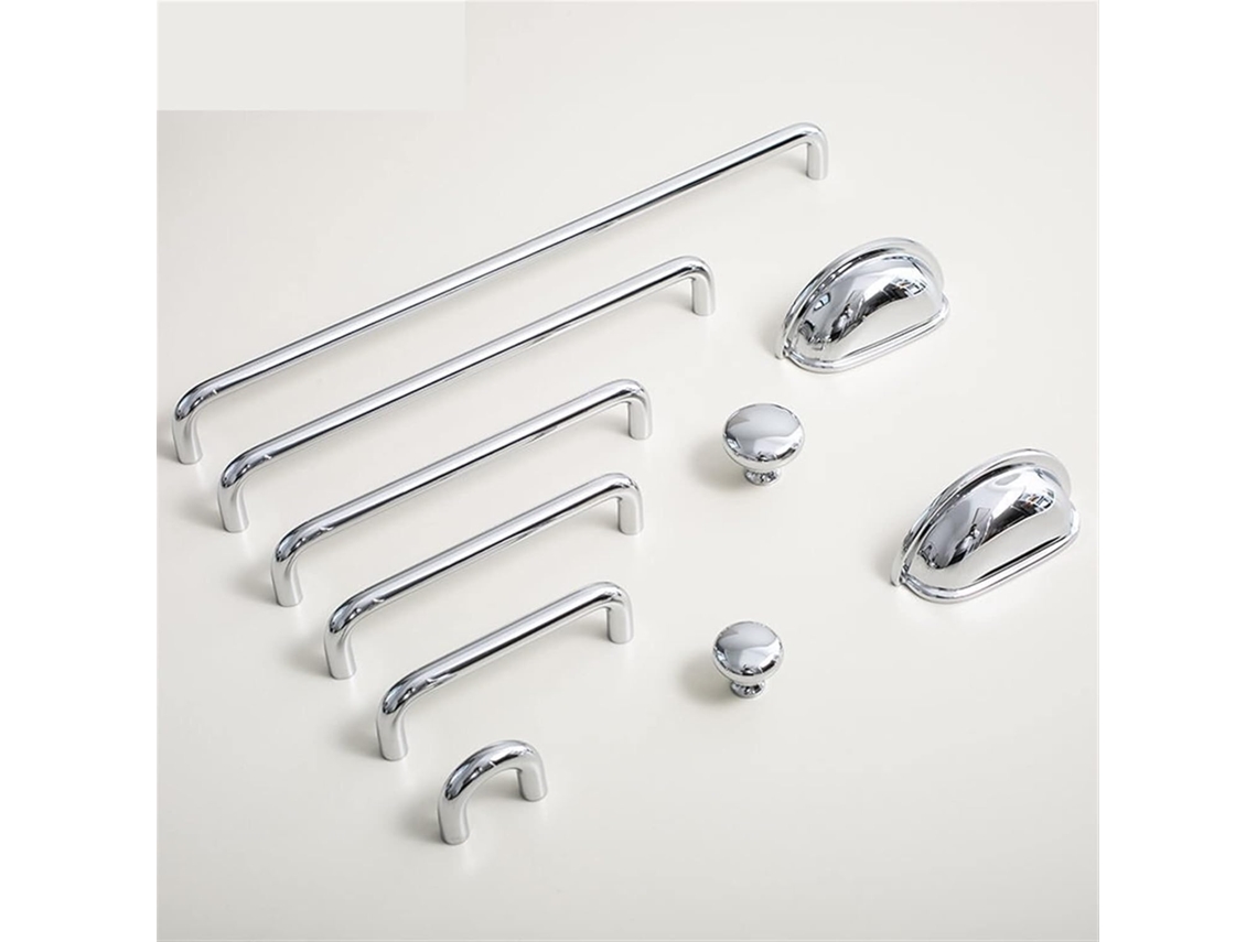 Puxador Longo Em Latão Cromado Brilhante Para Móveis, Ideal Para Guarda Roupas, Armários De Cozinha, Closets, Mesas De