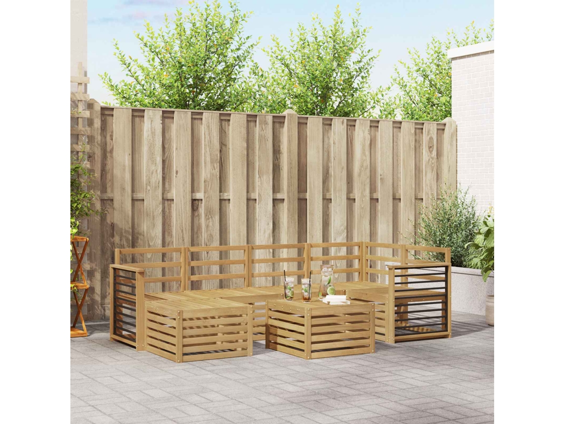 Vidaxl Conjunto De Sofás Para Exterior 7 Pcs Branco Poliéster