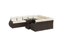 Conjunto de 11 Sofás de Jardim C/ Almofadões Vime Pe Castanho MAISON EXCLUSIVE (11 pcs)