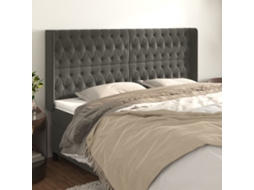 Vidaxl Cabeceira Cama C/ Abas Veludo 203x16x118/128 Cm Cinzento-escuro