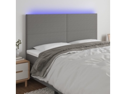 Vidaxl Cabeceira De Cama C/ Led Tecido 160x5x118/128 Cm Cinza-escuro