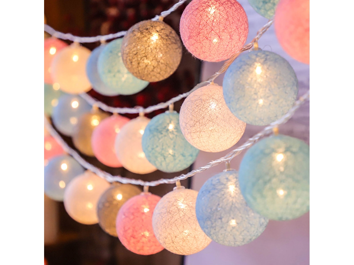 Luzes Led Coloridas Fita Macarrão Bola 2m 10led Bateria Natal Ano Novo
