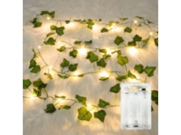 Guirlanda De Led Com Folhas De Hera Artificial,2m 20 Leds Ip65 À Prova Dágua Com Timer,para Jardim,varanda,decoração Btforus