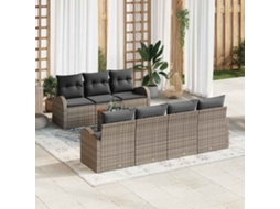 Vidaxl Conjunto De Sofá De Jardim 8 Unid. Cinzeto Vime Pe