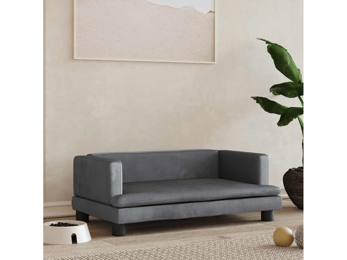Vidaxl Cama 80x45x30 Cm Veludo Cinzento-escuro