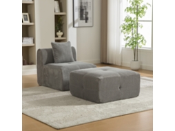 Sofá Modular Comprimido Em Chenille, Espuma De Alta Elasticidade 30d, Fácil De Mover, Base Antiderrapante, Ideal Para Sala, Cinzento