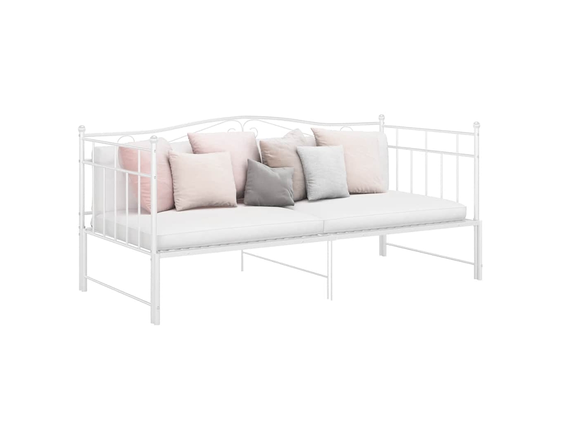 Vidaxl Estrutura Sofá-cama De Puxar 90x200 Cm Metal Branco