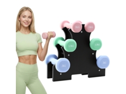 Haltères Néoprène 1 Kg 1.5 Kg 2 Kg Avec Support - Set De 6 Haltères Musculation
