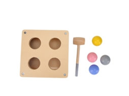 Brinquedo de mesa de pancada com martelo e bolas de madeira para educação infantil (2026)