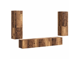 Conjunto de TV Móvel 4 Peças Madeira Antiga Madeira Processada MAISON EXCLUSIVE