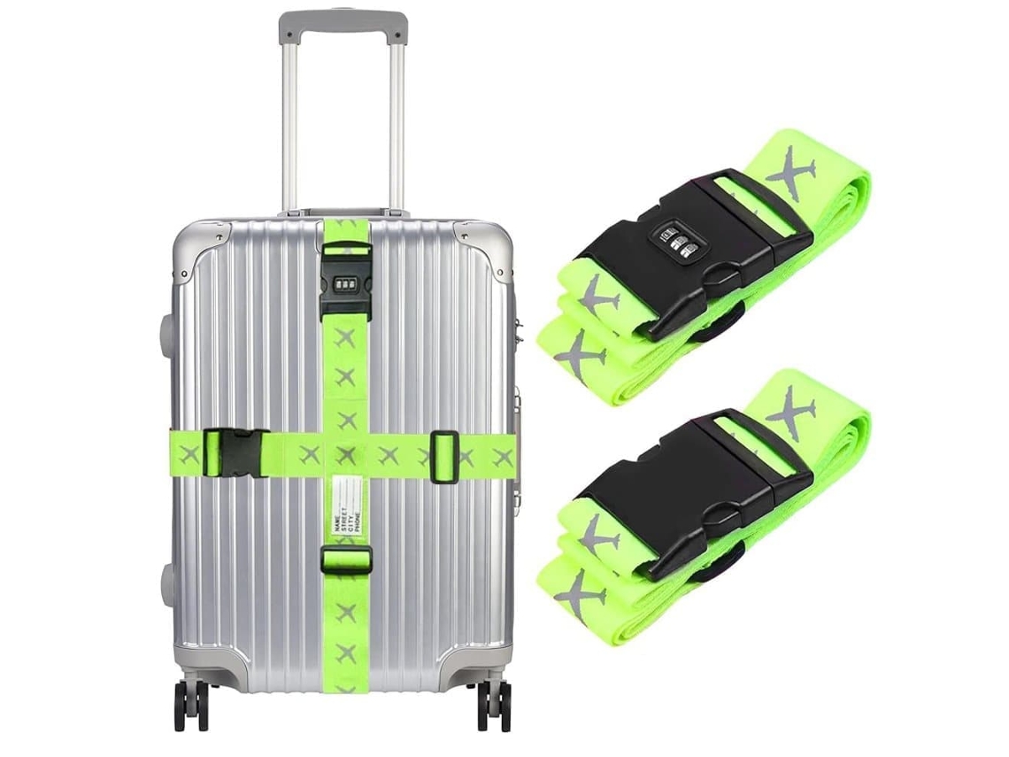 Conjunto de 2 cintas refletoras AQUAFORGE com cadeado numérico para bagagem