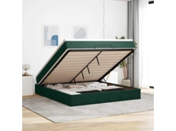 Vidaxl Estrutura De Cama Otomana Com Colchão 180x200 Cm Verde Escuro