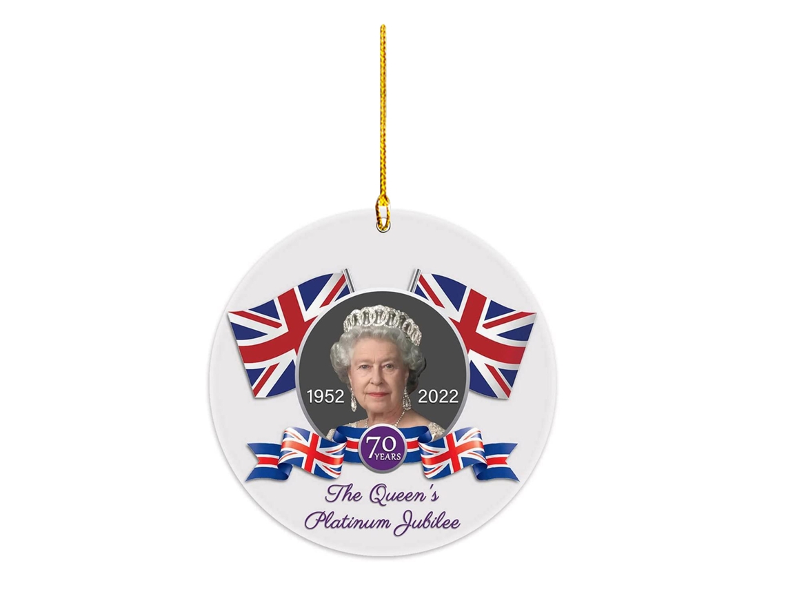 Pingente Decoração Aniversário 70ª Rainha Uk Jubileu 2022