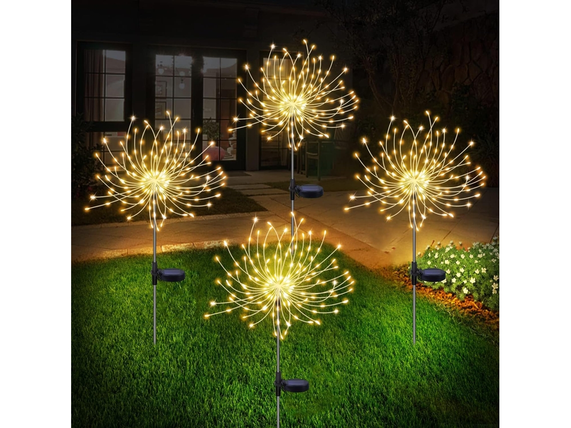 Pacote Com 4 Luzes Solares Para Fogos De Artifício, Decoração À Prova Dágua Para Jardim Luz Branca Quente SUNNY SPACES