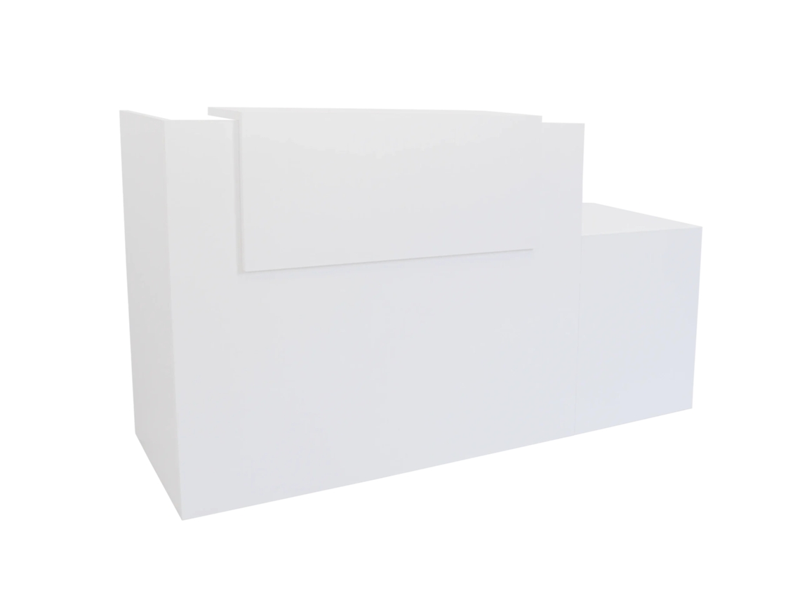 Balcão De Recepção Básico, 80 Cm, Adaptado Para Pessoas Com Mobilidade Reduzida. Esquerda. 117,5 X 240 X 65 Cm. Branco. Ofilike