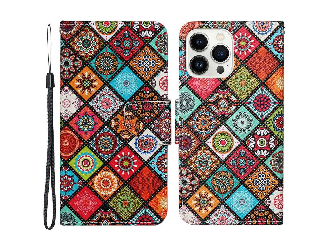 Capa Pega Étnico Para Iphone 15 Pro Max Pele Sintética