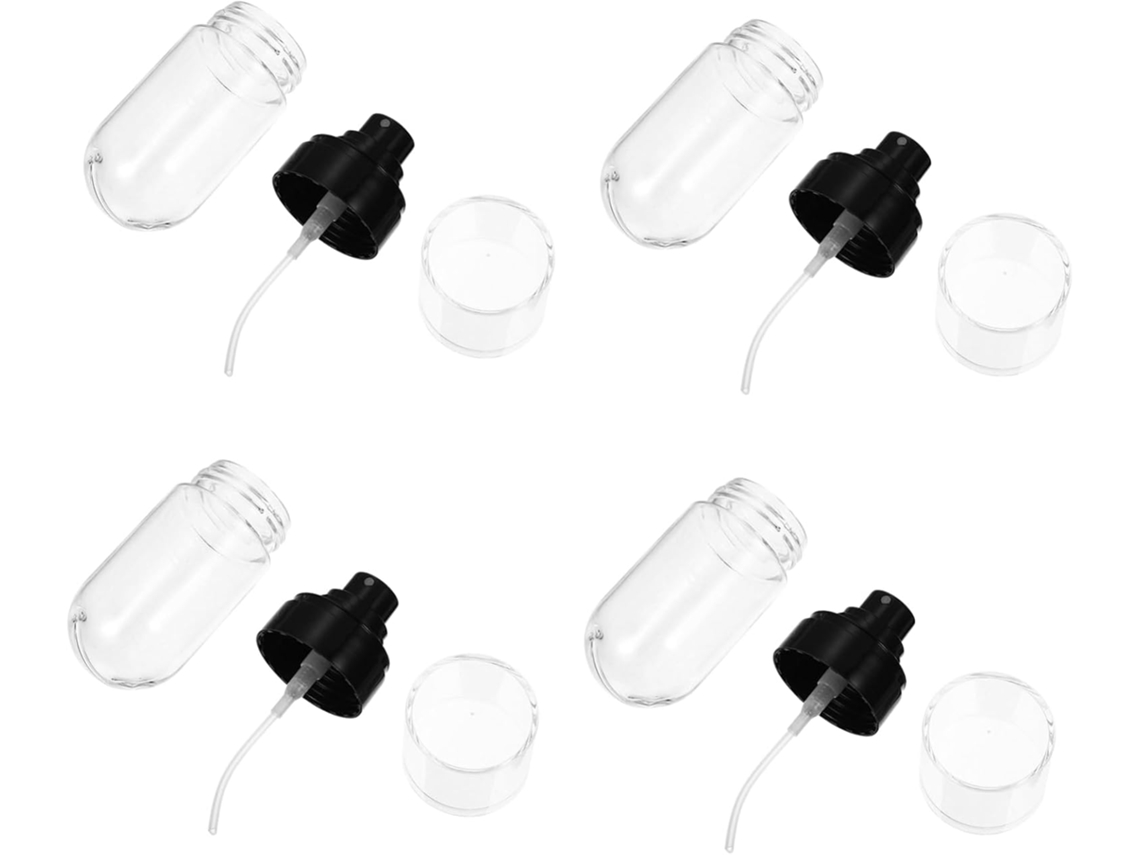 Conjunto De 4 Frascos Spray Pretos, Recarregáveis, Compactos E À Prova
