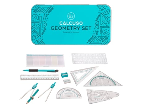 Conjunto De Geometria 14 Peças Com Compasso, Esquadro Em Caixa De Metal Conjunto Prático Para Escola, Escritório, Universidade E Desenhos Calcuso