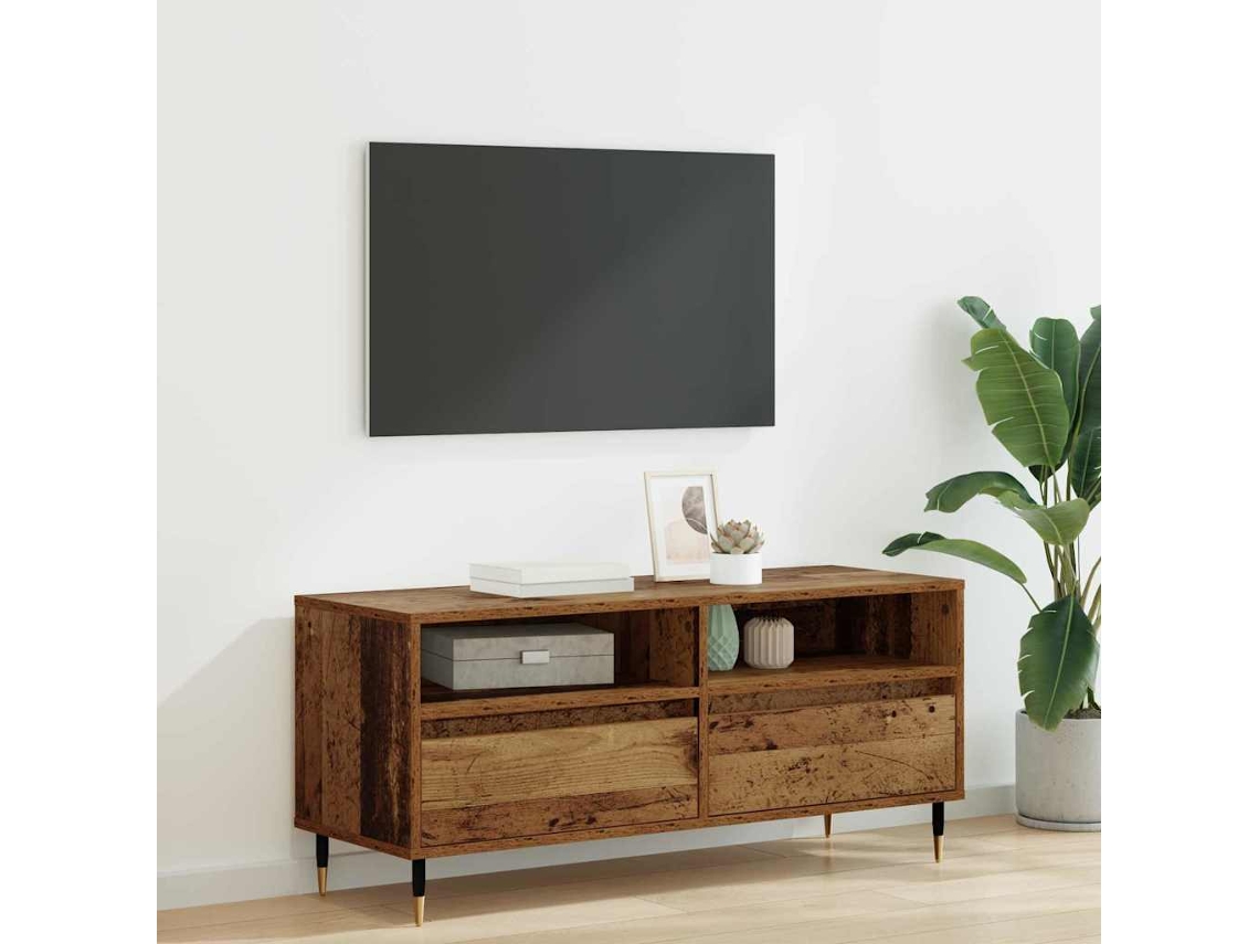 Vidaxl Gabinete Para Tv Com Gaveta Madeira Antiga 100 X 34,5 X 44,5 Cm