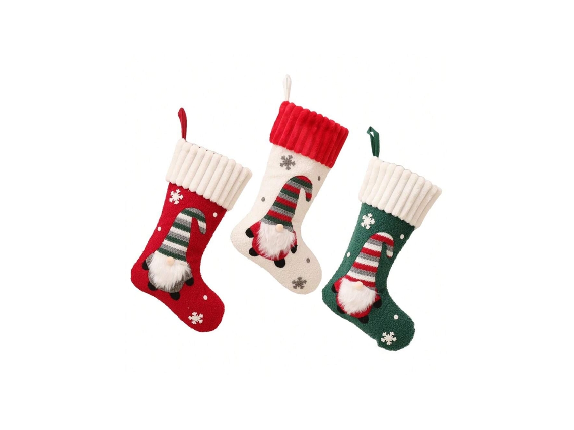 Novas Meias De Natal, Boneco Rodolfo Sem Rosto De Tricô, Sacola De Doces Infantil, Decoração De Cena E Lar, Pacote De 3. Igvtrade