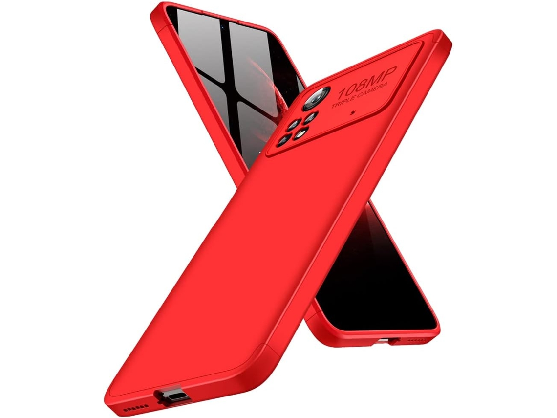 Capa Antichoque Graus para Xiaomi Poco X4 Pro 5G HONGWE. Vidro Temperado Vermelho