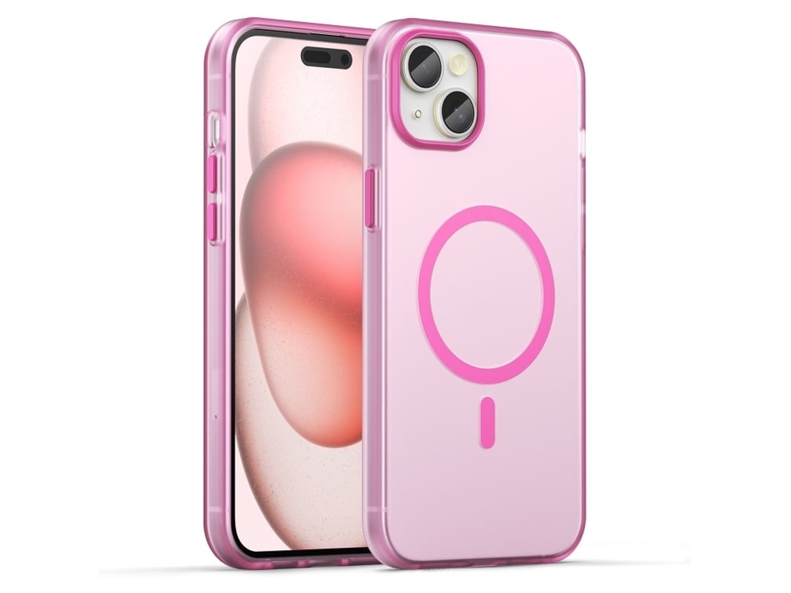 Capa Híbrida Translúcida Para Iphone 15 Plus - Tpu E Pc Com Magsafe | Fosca - Rosa