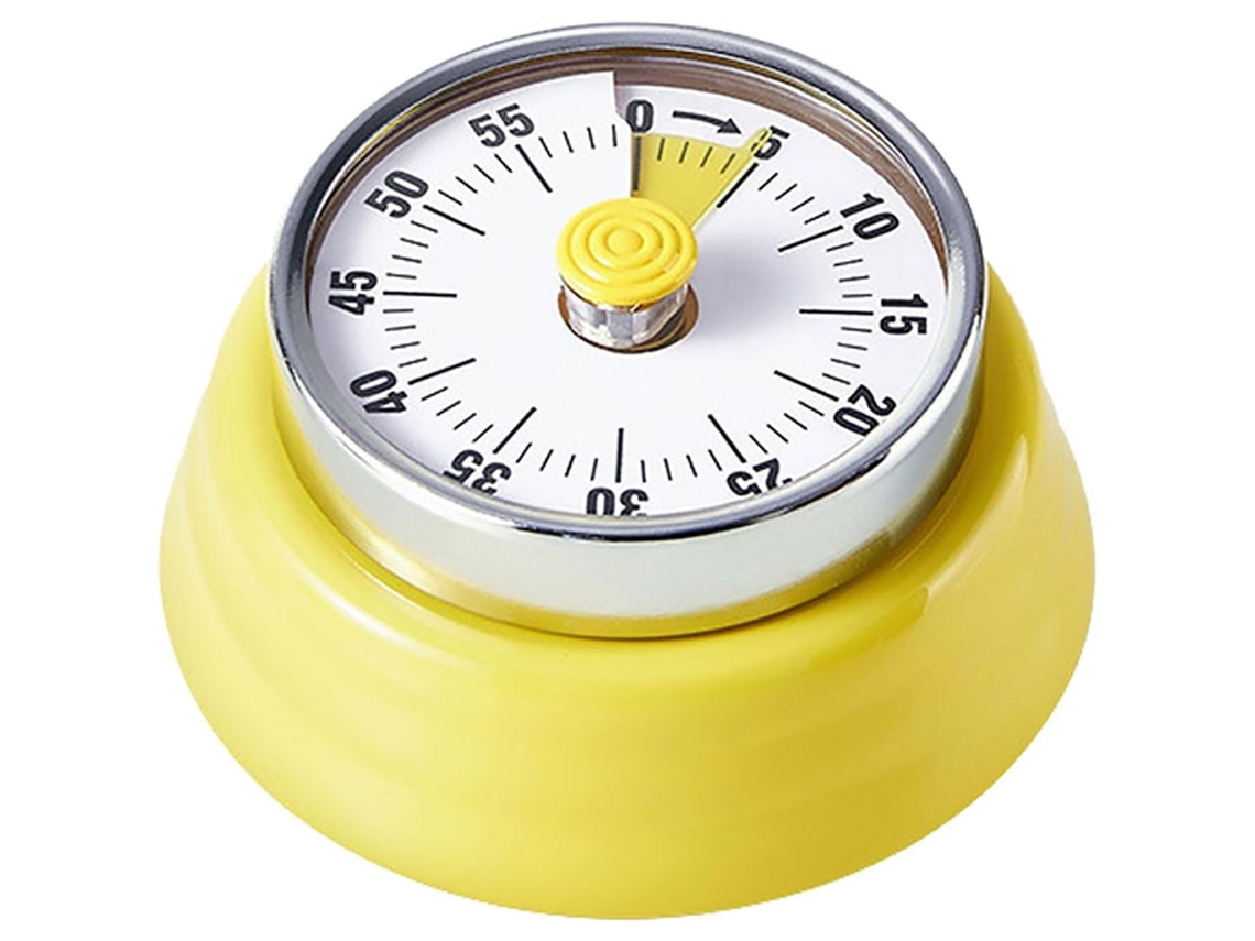 Timer De Cozinha Retro, Em Aço Inoxidável, 60 Minutos, Magnético, Amarelo