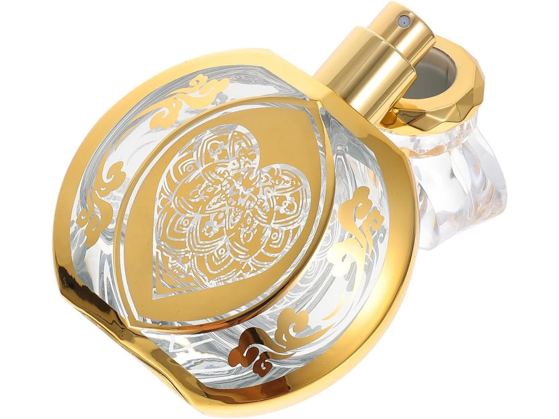 Frasco de perfume de vidro recarregável de 50ml com tampa em formato de diamante.