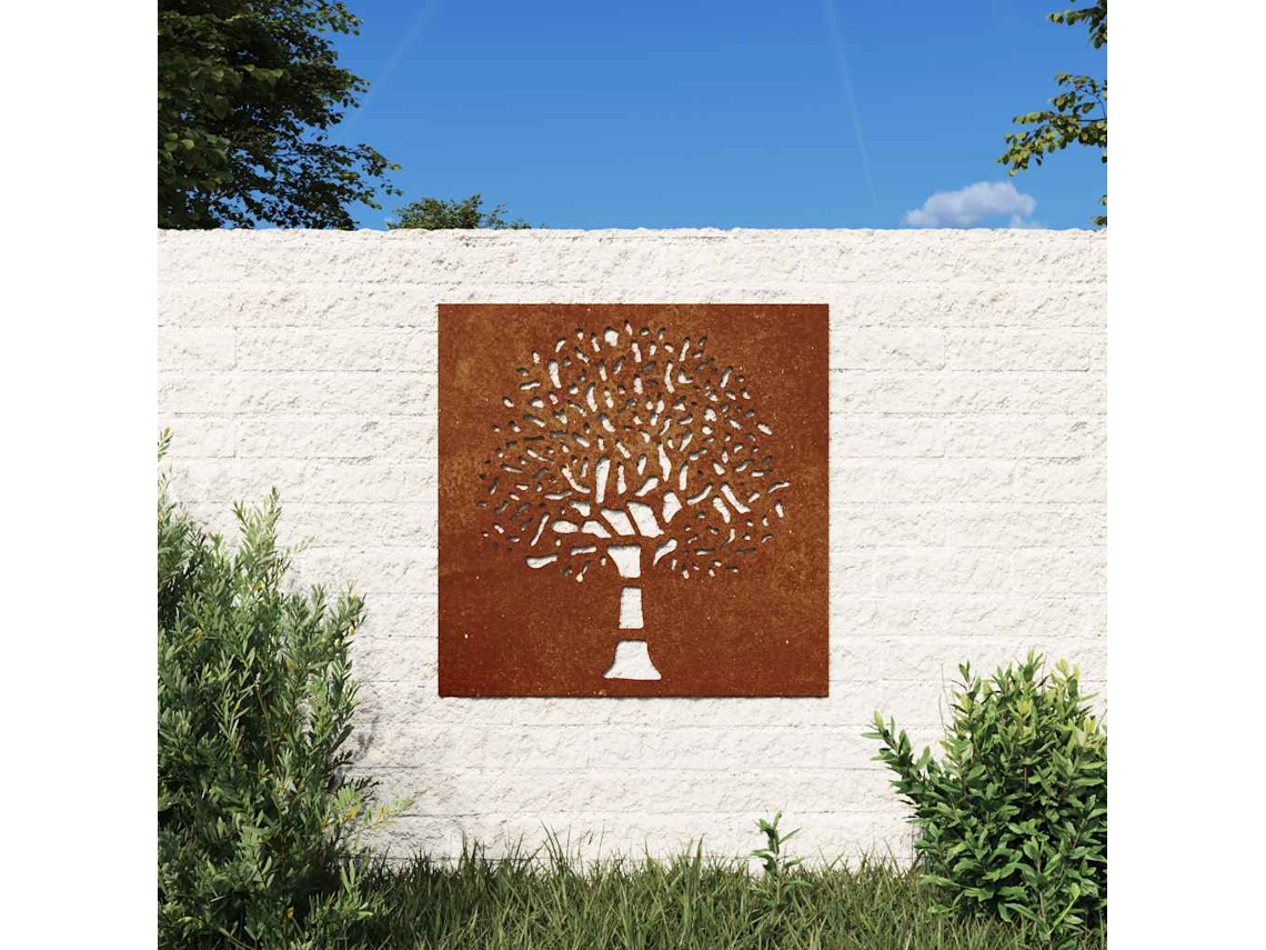 Vidaxl Decoração P/ Muro De Jardim 55x55 Cm Aço Corten Design Árvore