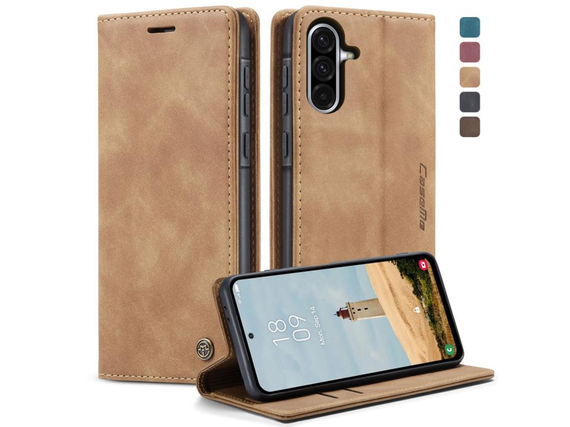 Capa Para Samsung Galaxy A36 Multifuncional Horizontal De Couro Marrom