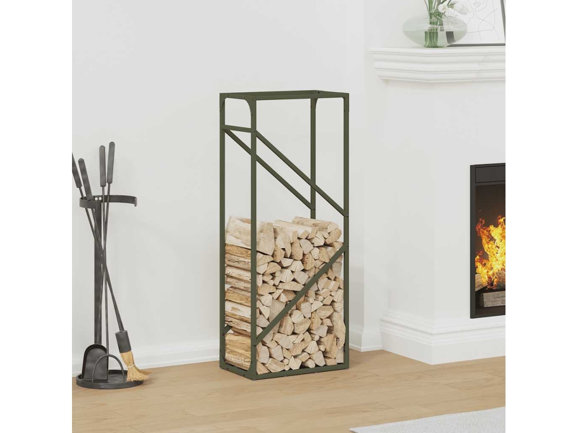 Vidaxl Suporte Para Lenha Aço Laminado A Frio Verde Azeitona