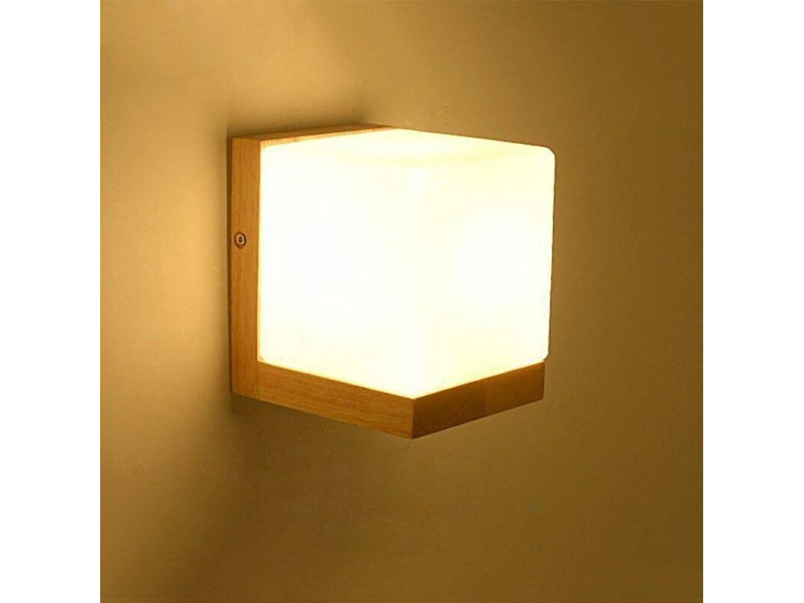 Lâmpada De Parede Moderna E Simples Em Vidro Branco Estilo Japonês Criativa E27 Iluminação Em Cubo De Madeira Edison Abajur Luz Moderna Btforus