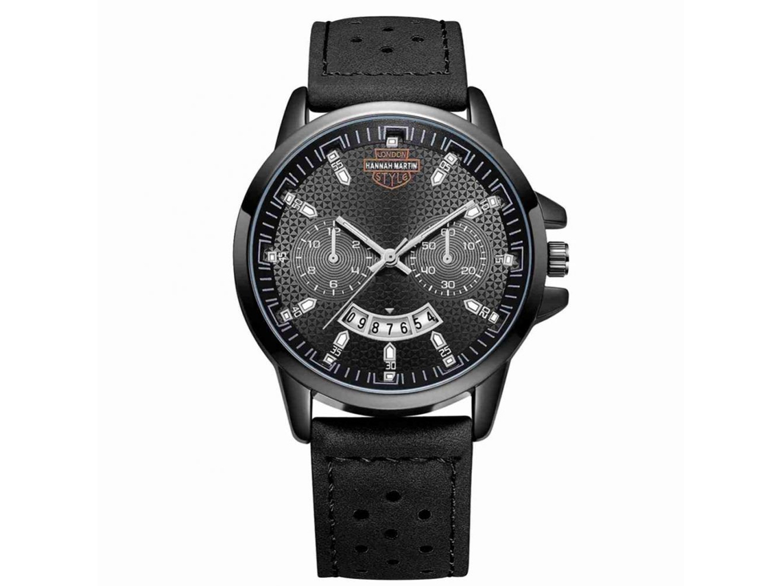 Relógio masculino Hannah Martin, à prova d'água, moderno, casual, pulseira ajustável, 6011h, preto