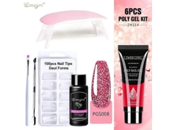 Kit de Unhas Gel Poly com Lâmpada Uv 6w, Rápido Ferramentas para Manicure GOKOCO