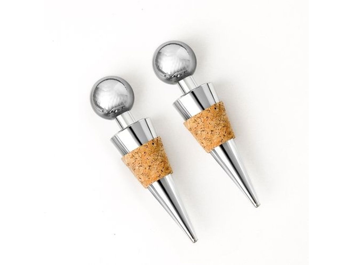 Conjunto De 2 Rolhas De Metal Para Vinho Tinto, Em Madeira Sintética Para Garrafas De Vinho